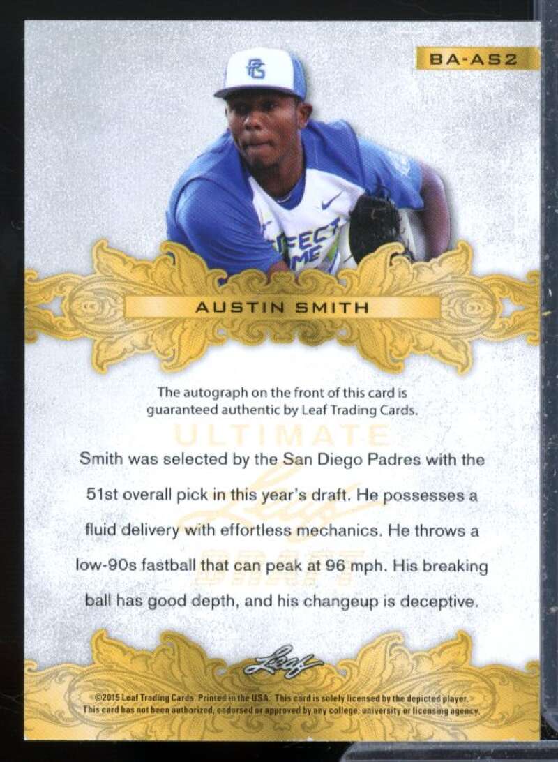 Austin Smith Card 2015 Leaf Ultimate Draft Silver #BAAS2  Image 2