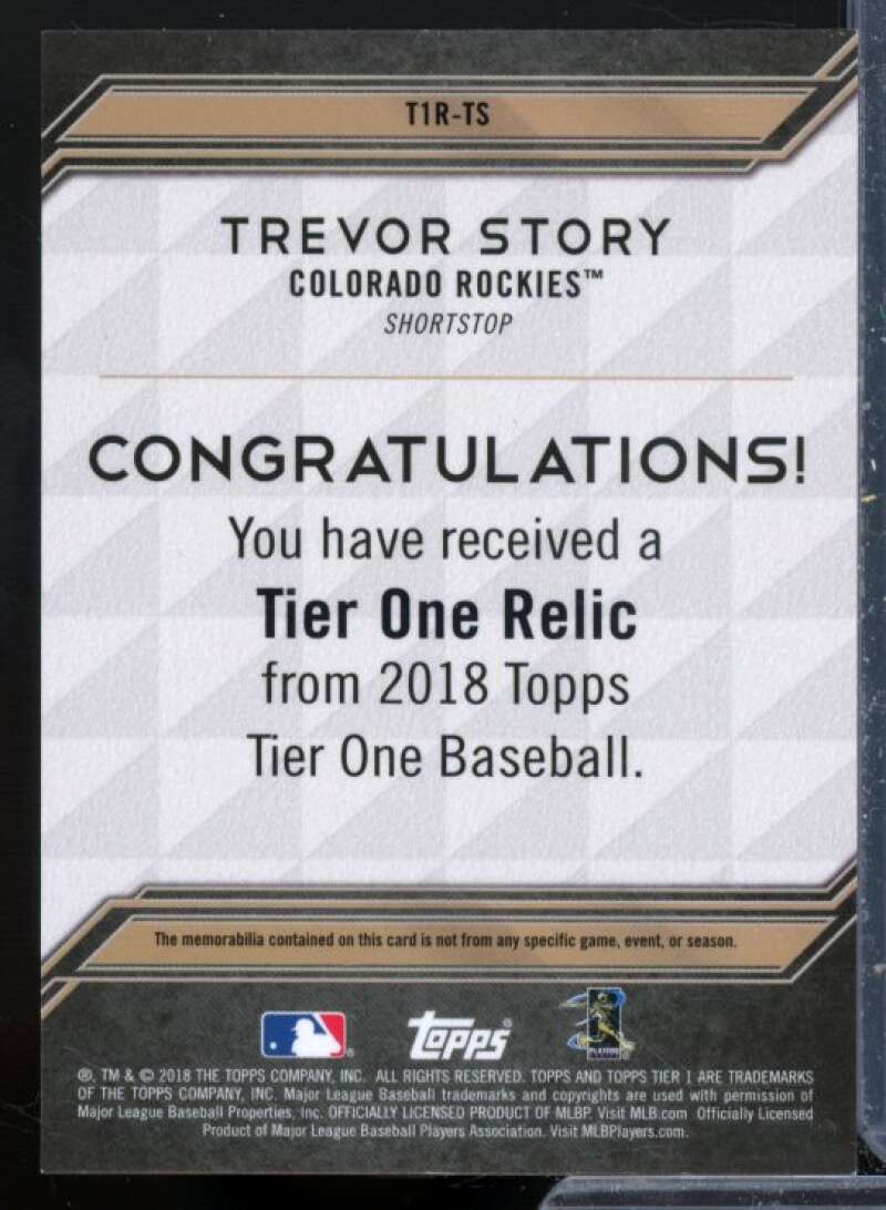 Trevor Story Card 2018 Topps Tier One Relics #T1RTS  Image 2
