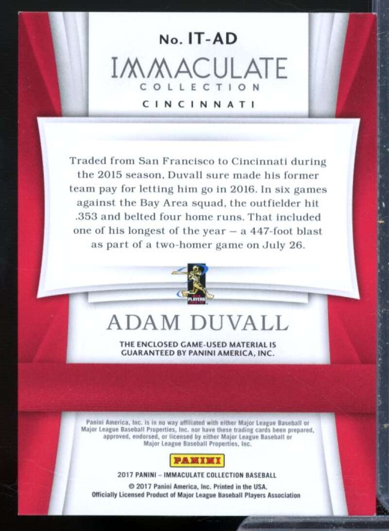 Adam Duvall 2017 Immaculate Collection Immaculate Trios Memorabilia Blue #5  Image 2