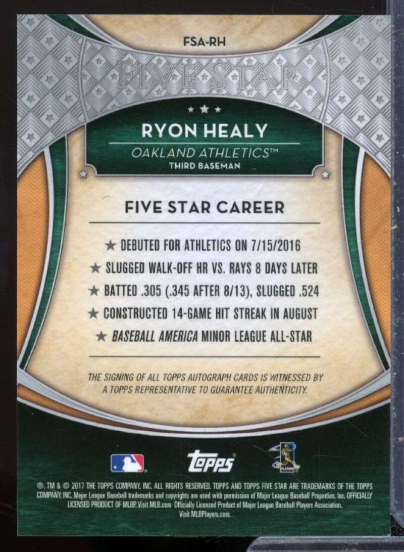 Ryon Healy Rookie Card 2017 Topps Five Star Autographs #FSARH  Image 2