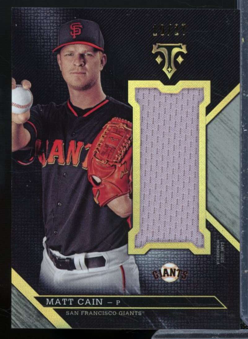 Matt Cain Card 2016 Topps Triple Threads Unity Jumbo Relics Silver #UJRMCN  Image 1