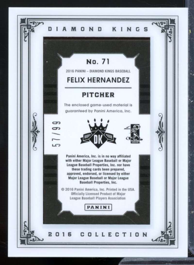 Felix Hernandez Card 2016 Diamond Kings DK Minis Materials Framed #71  Image 2
