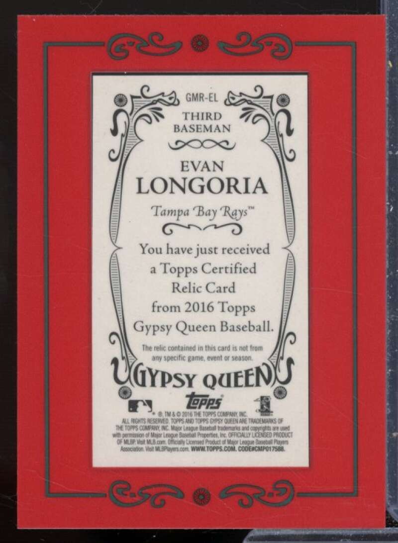 Evan Longoria Card 2016 Topps Gypsy Queen Mini Relics #GMREL  Image 2