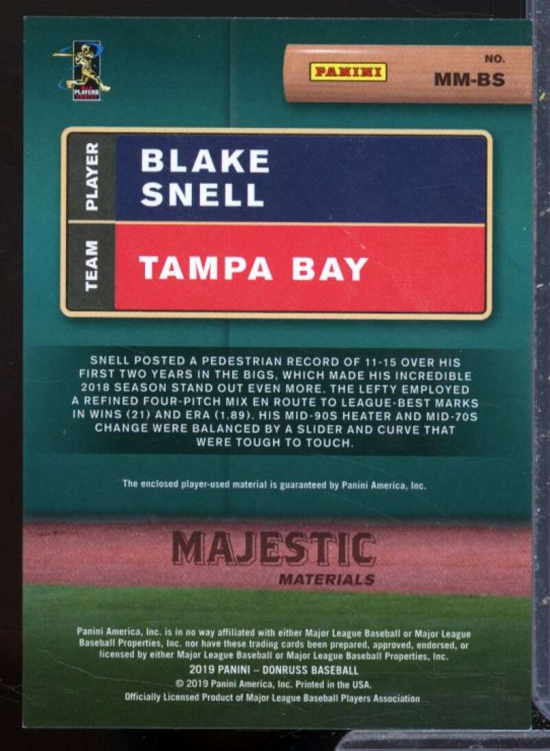 Blake Snell Card 2019 Donruss Majestic Materials #32  Image 2