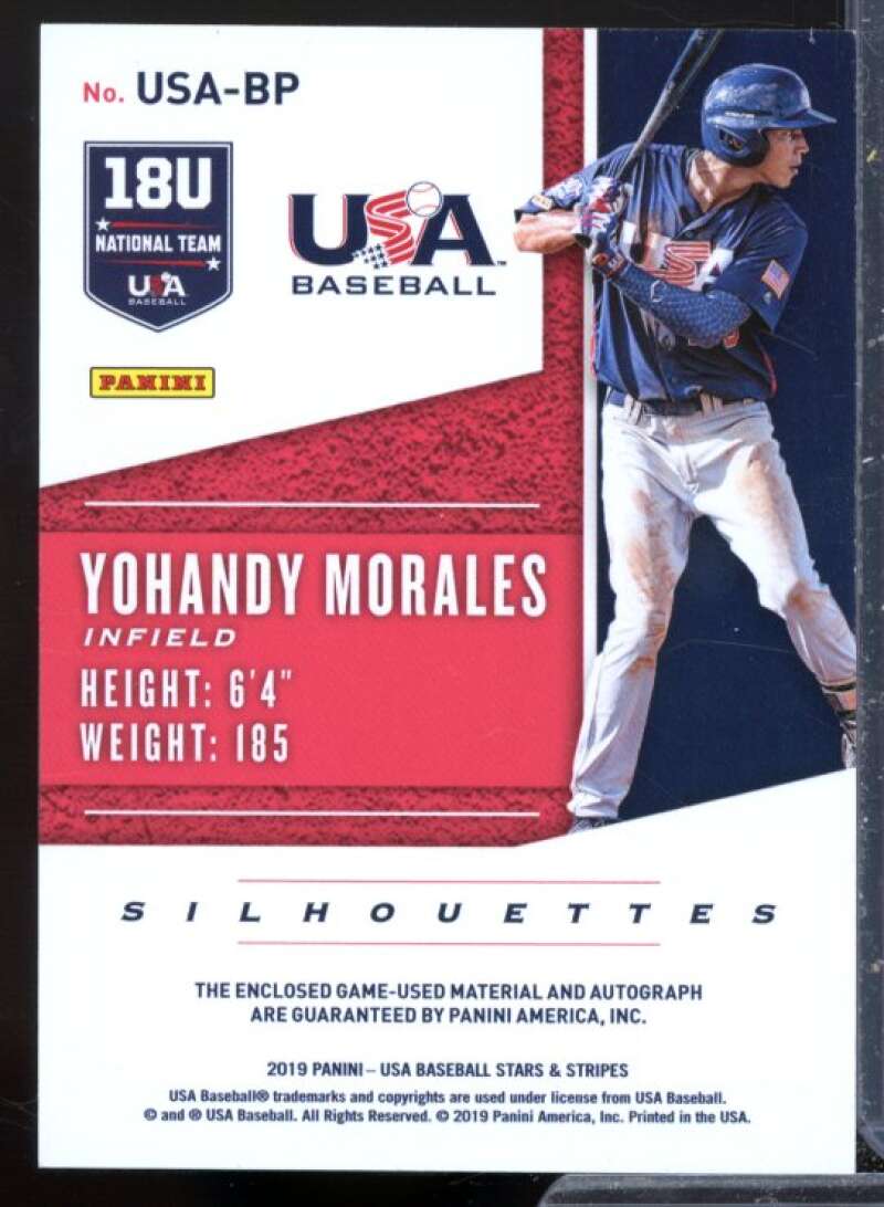 Yohandy Morales 2019 USA Baseball Stars Stripes Silhouettes Signatures Jsy #42  Image 2