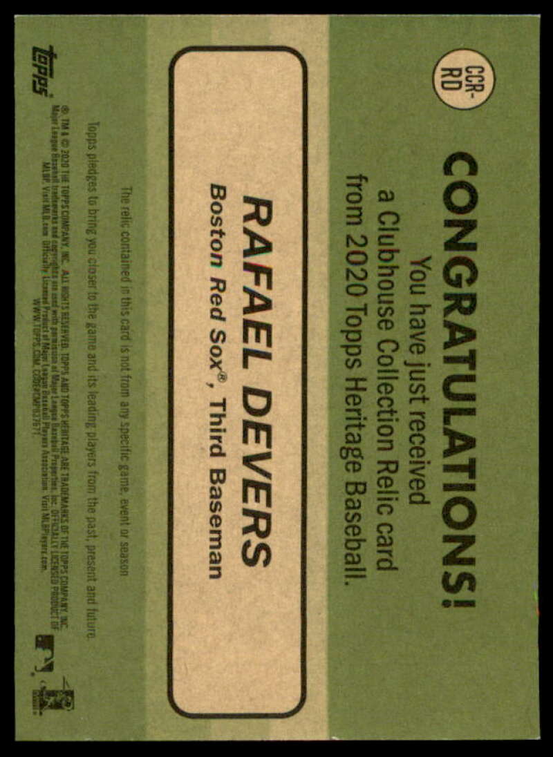 Rafael Devers HN Card 2020 Topps Heritage Clubhouse Collection Relics #CCRRD  Image 2