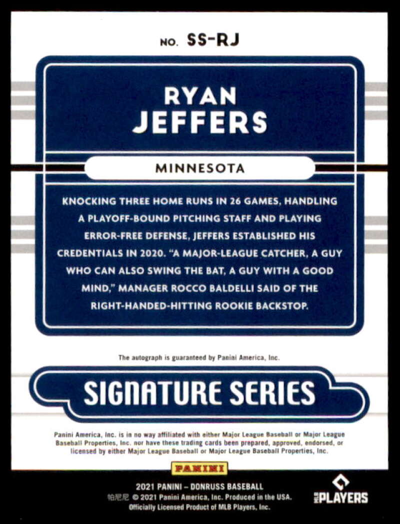 Ryan Jeffers Rookie Card 2021 Donruss Optic Signature Series Holo #7  Image 2