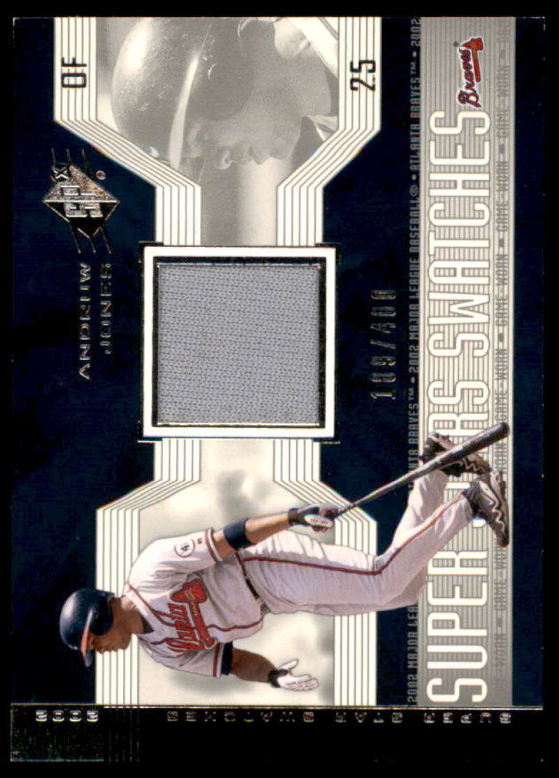 Andruw Jones Card 2002 SPx SuperStars Swatches Silver #172  Image 1