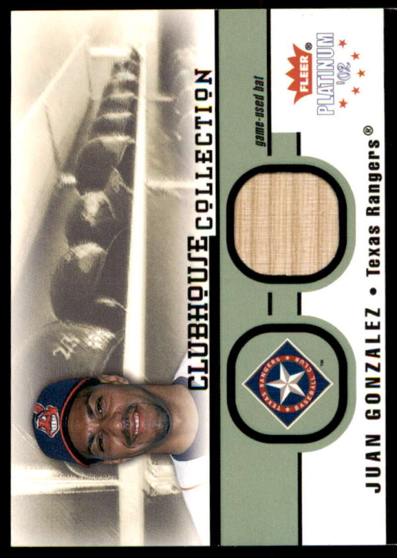 Juan Gonzalez Bat Card 2002 Fleer Platinum Clubhouse Memorabilia #14  Image 1