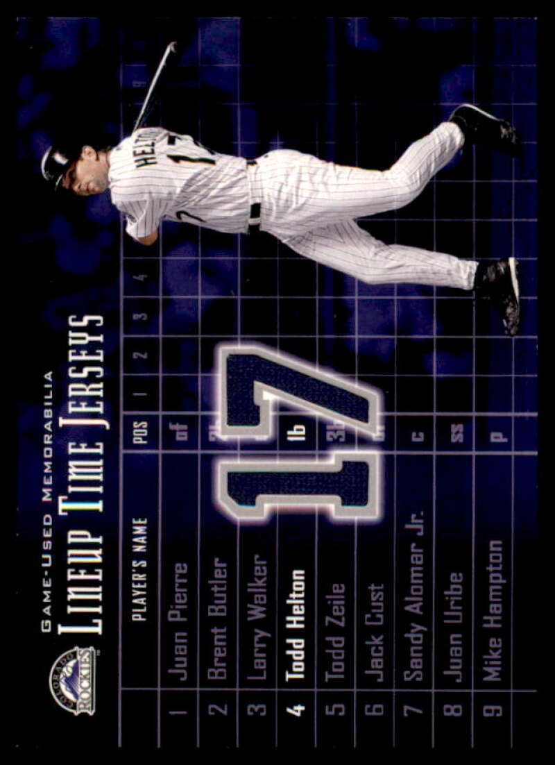 Todd Helton Card 2003 Upper Deck Lineup Time Jerseys #TH  Image 1