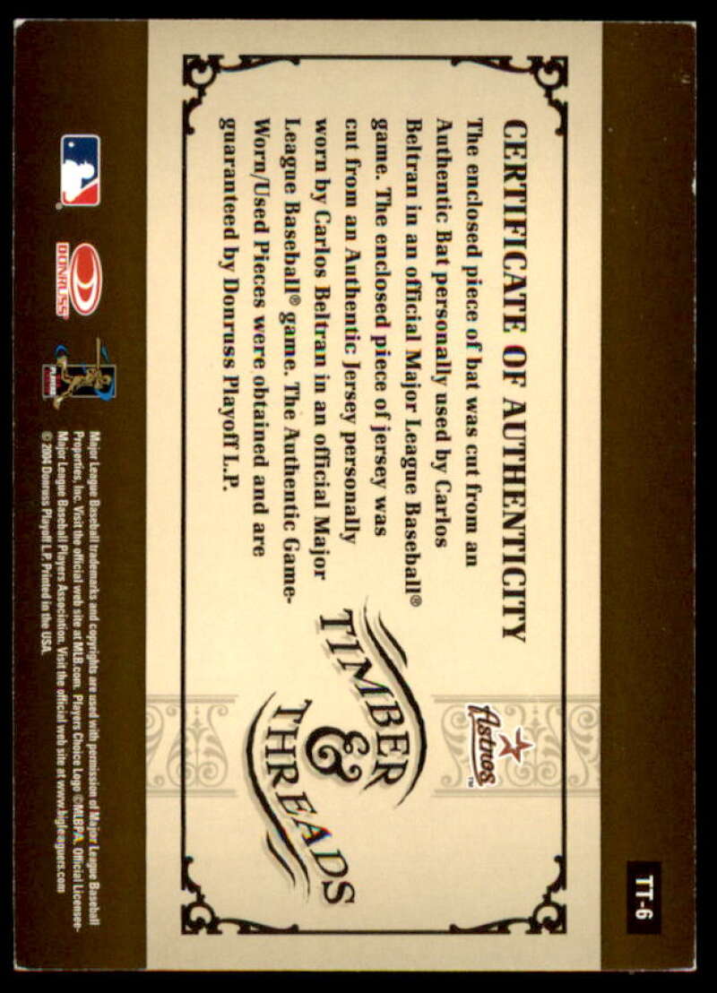 Lance Berkman Bat-Jsy Card 2005 Donruss Timber and Threads Combo #23  Image 2