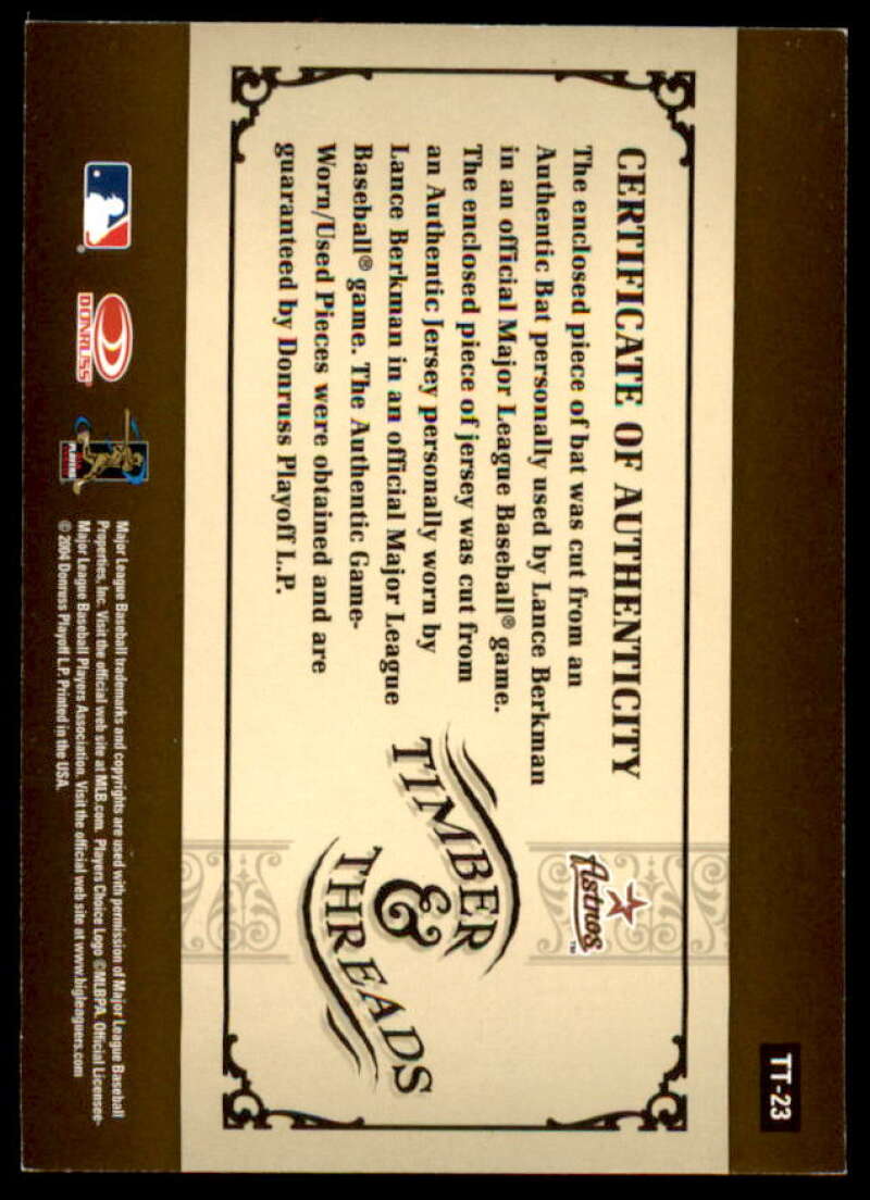 Carlos Beltran Bat-Jsy Card 2005 Donruss Timber and Threads Combo #6  Image 2
