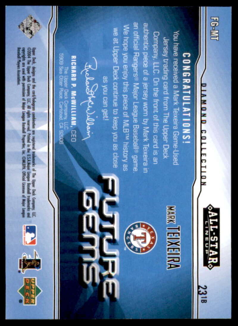 Mark Teixeira Card 2004 UD Diamond All-Star Future Gems Jersey #MT  Image 2
