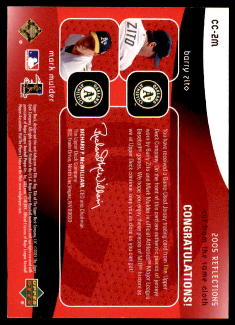 Barry Zito/Mulder 2005 Reflections Cut From the Same Cloth Dual Jersey Red #ZM  Image 2
