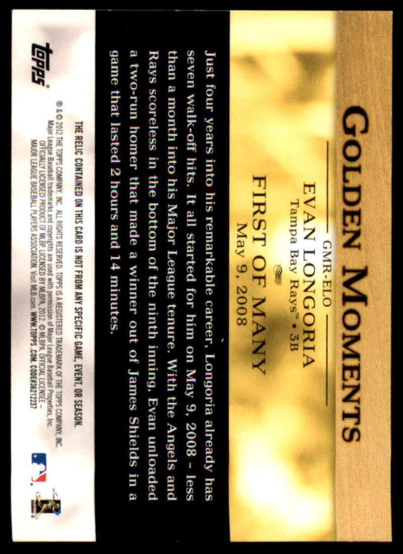 Evan Longoria S2 Card 2012 Topps Golden Moments Relics #ELO  Image 2