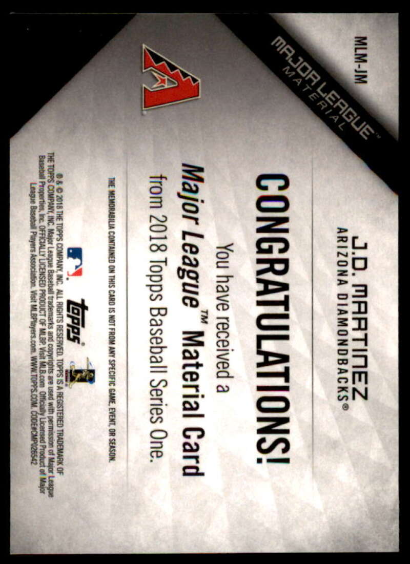 J.D. Martinez Card 2018 Topps Major League Materials #MLMJM  Image 2