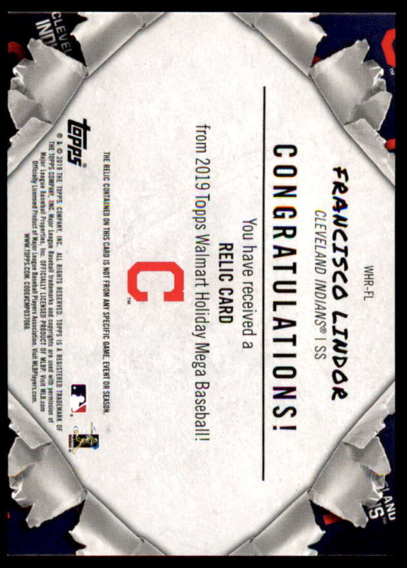 Francisco Lindor Card 2019 Topps Walmart Holiday Relics #WHRFL  Image 2