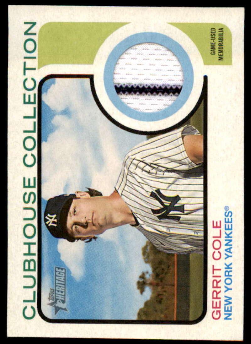 Gerrit Cole Card 2022 Topps Heritage Clubhouse Collection Relics #CCGC  Image 1