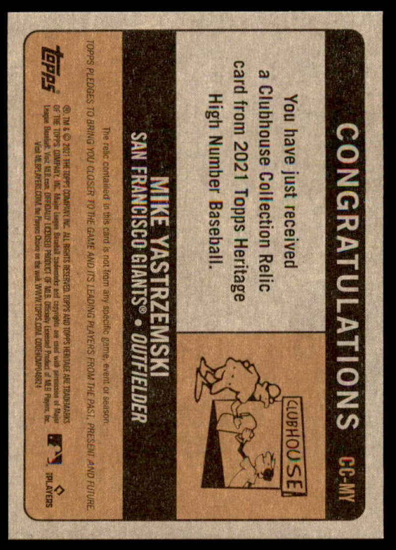 Mike Yastrzemski HN Card 2021 Topps Heritage Clubhouse Collection Relics #CCMY  Image 2