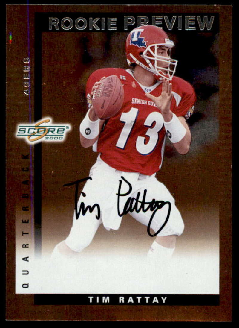 Tim Rattay Rookie Card 2000 Score Rookie Preview Autographs #SR34  Image 1