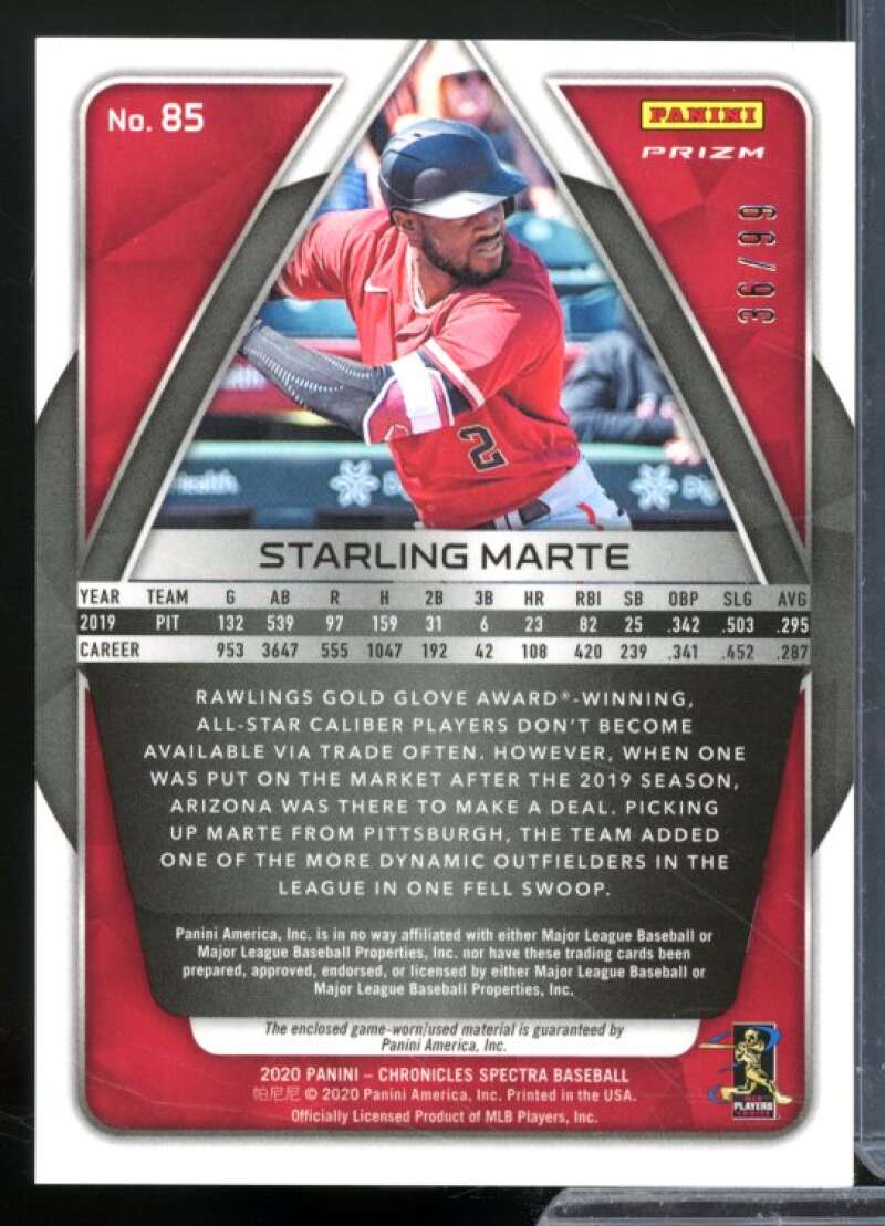 Starling Marte Card 2020 Panini Spectra Swatches Neon Blue #85  Image 2