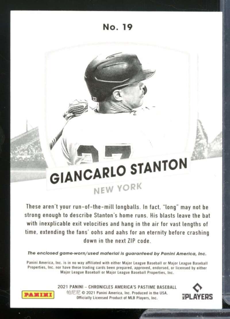 Giancarlo Stanton Card 2021 Panini America's Pastime Swatches #19  Image 2