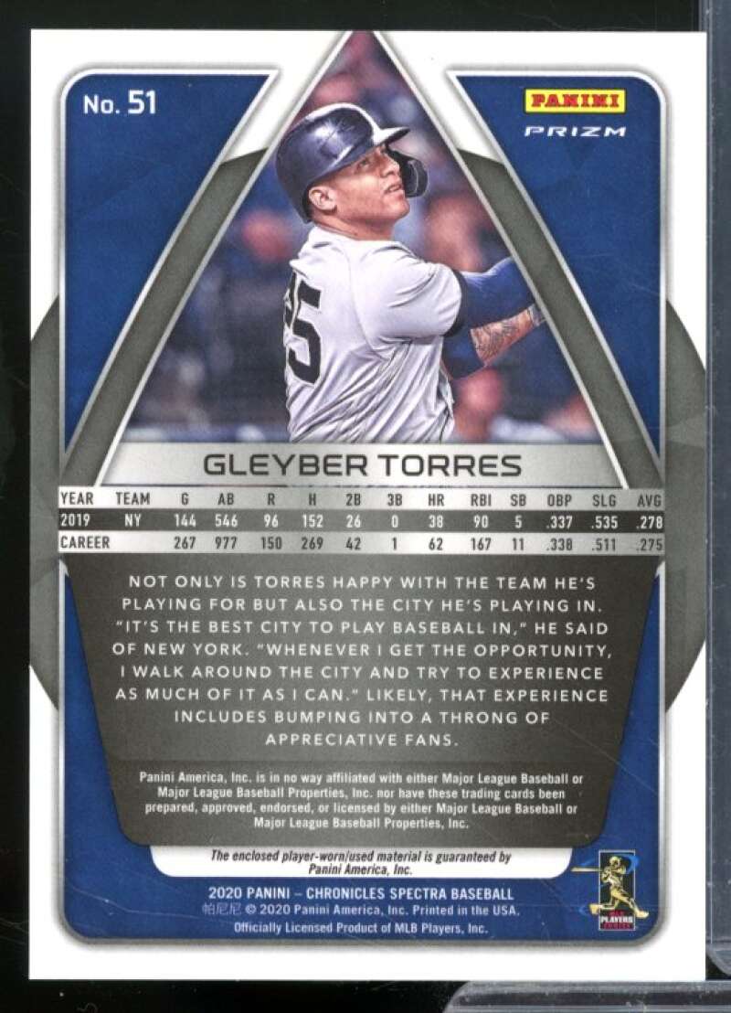 Gleyber Torres Card 2020 Panini Spectra Swatches #51  Image 2