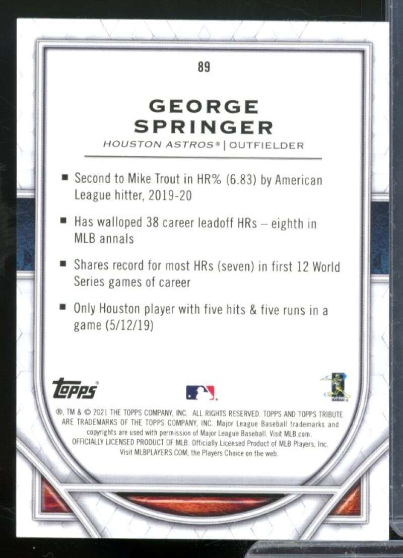 George Springer Card 2021 Topps Tribute Green #89  Image 2