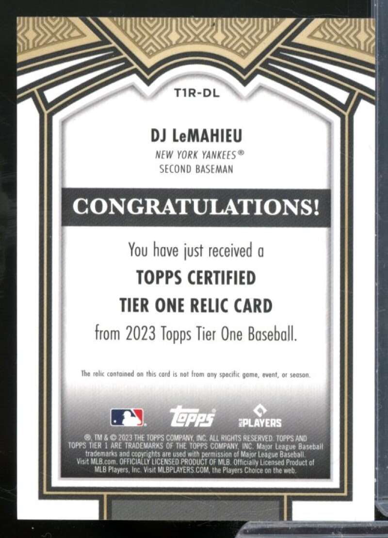 DJ LeMahieu Card 2023 Topps Tier One Relics #T1RDL  Image 2