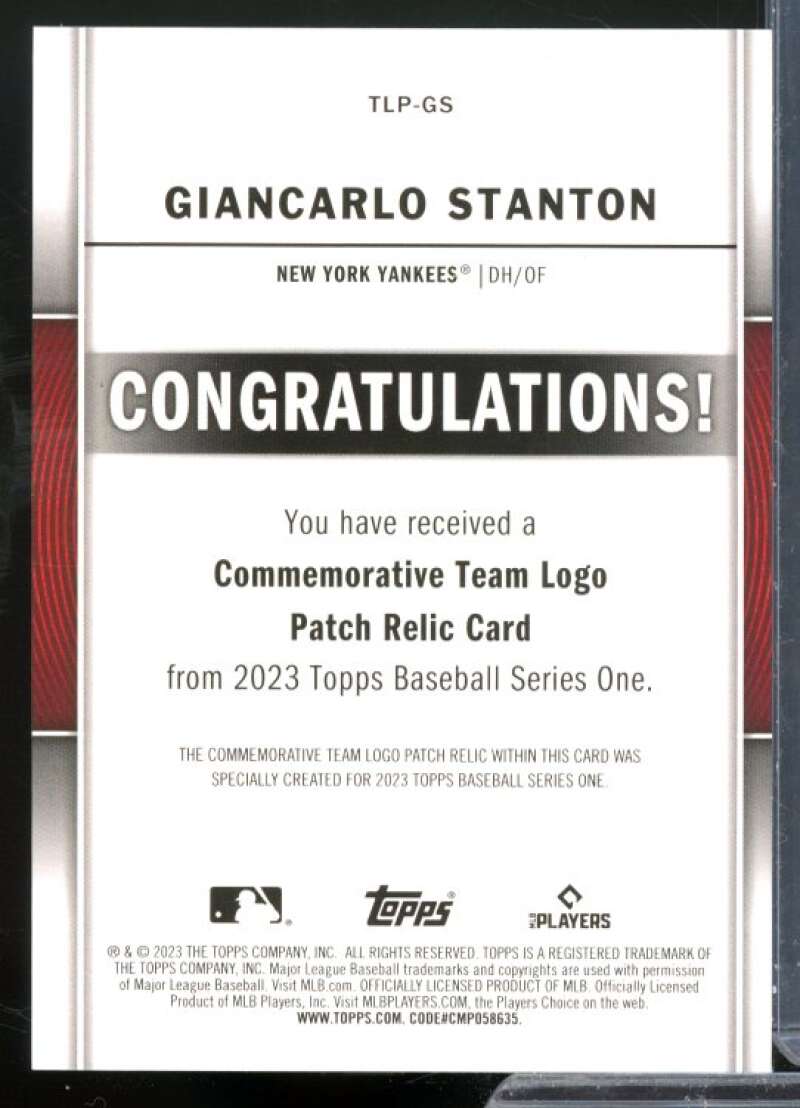 Giancarlo Stanton Card 2023 Topps Team Logo Commemorative Patch #TLPGS  Image 2