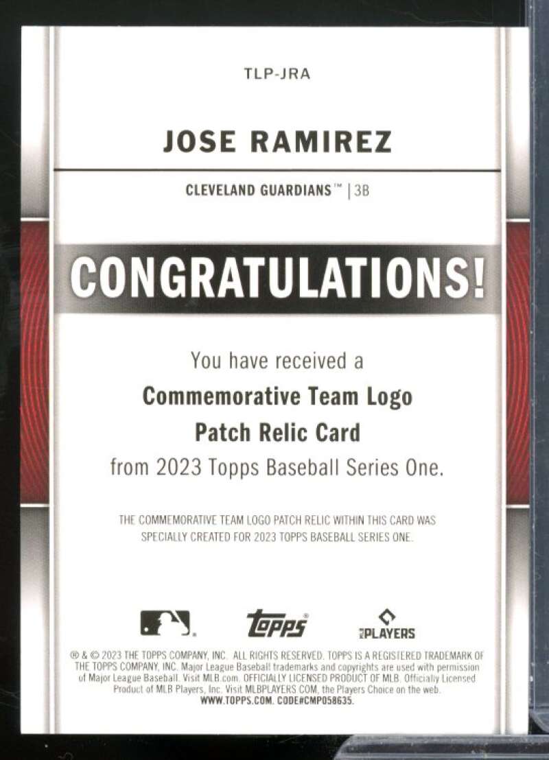 Jose Ramirez Card 2023 Topps Team Logo Commemorative Patch #TLPJRA  Image 2