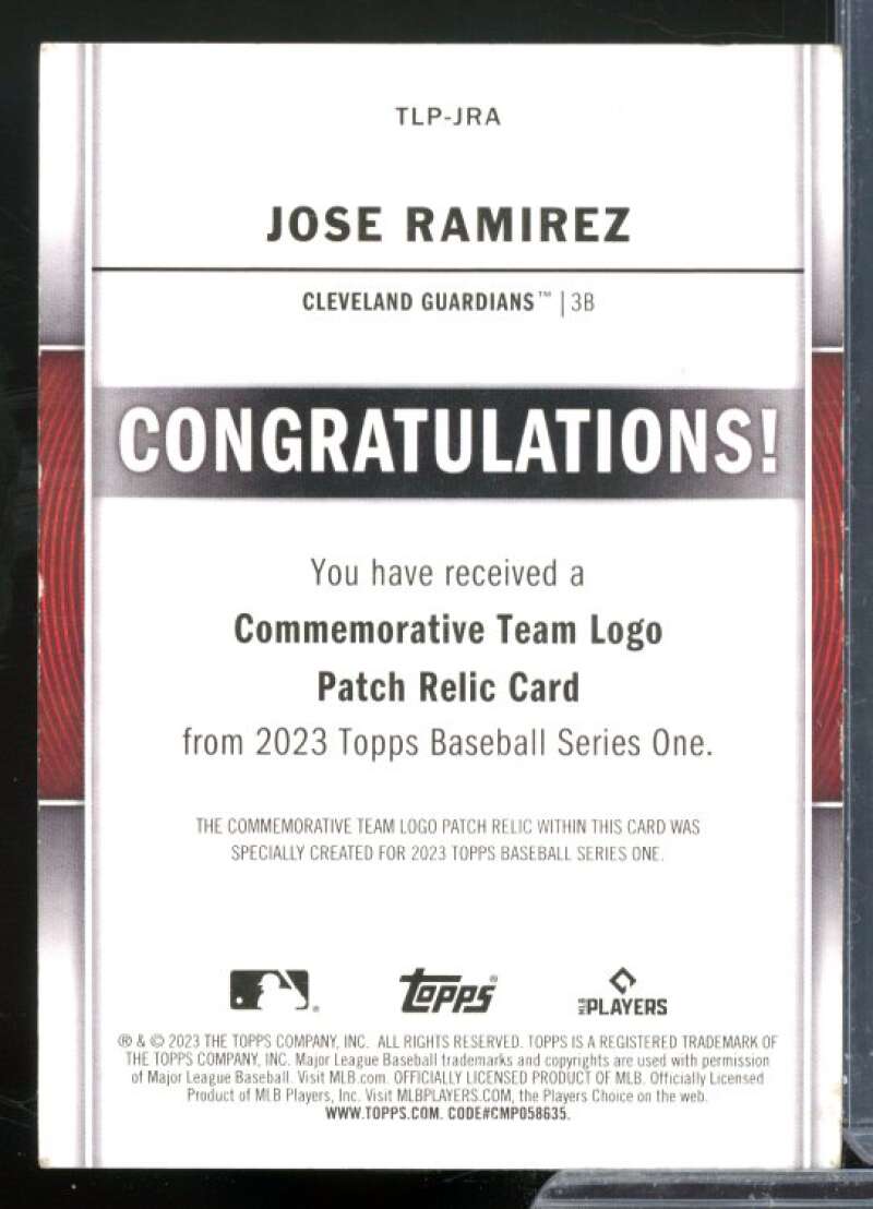 Jose Ramirez Card 2023 Topps Team Logo Commemorative Patch #TLPJRA  Image 2