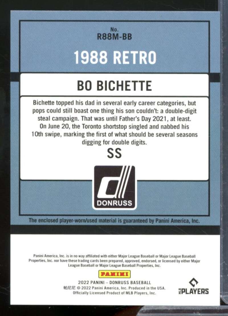 Bo Bichette Card 2022 Donruss Retro '88 Materials #4  Image 2