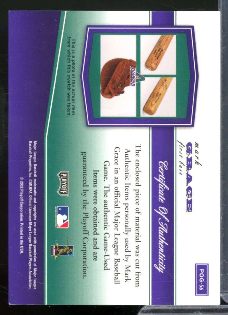 Mark Grace Bat Card 2002 Playoff Piece of the Game Materials #56A  Image 2