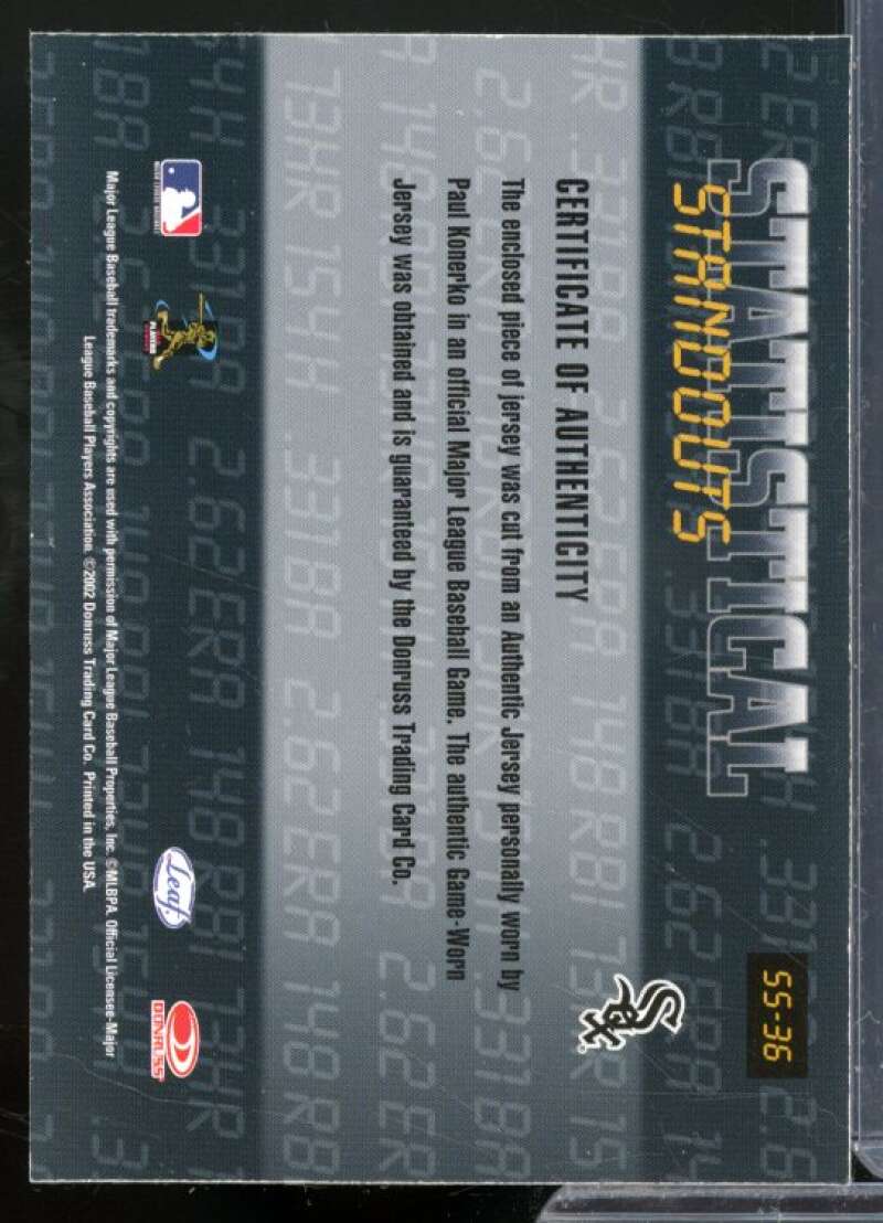 Paul Konerko Jsy 2002 Leaf Rookies Stars Statistical Standouts Materials #36  Image 2