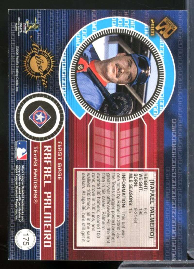 Rafael Palmeiro Bat Card 2001 Private Stock Game Gear #175  Image 2