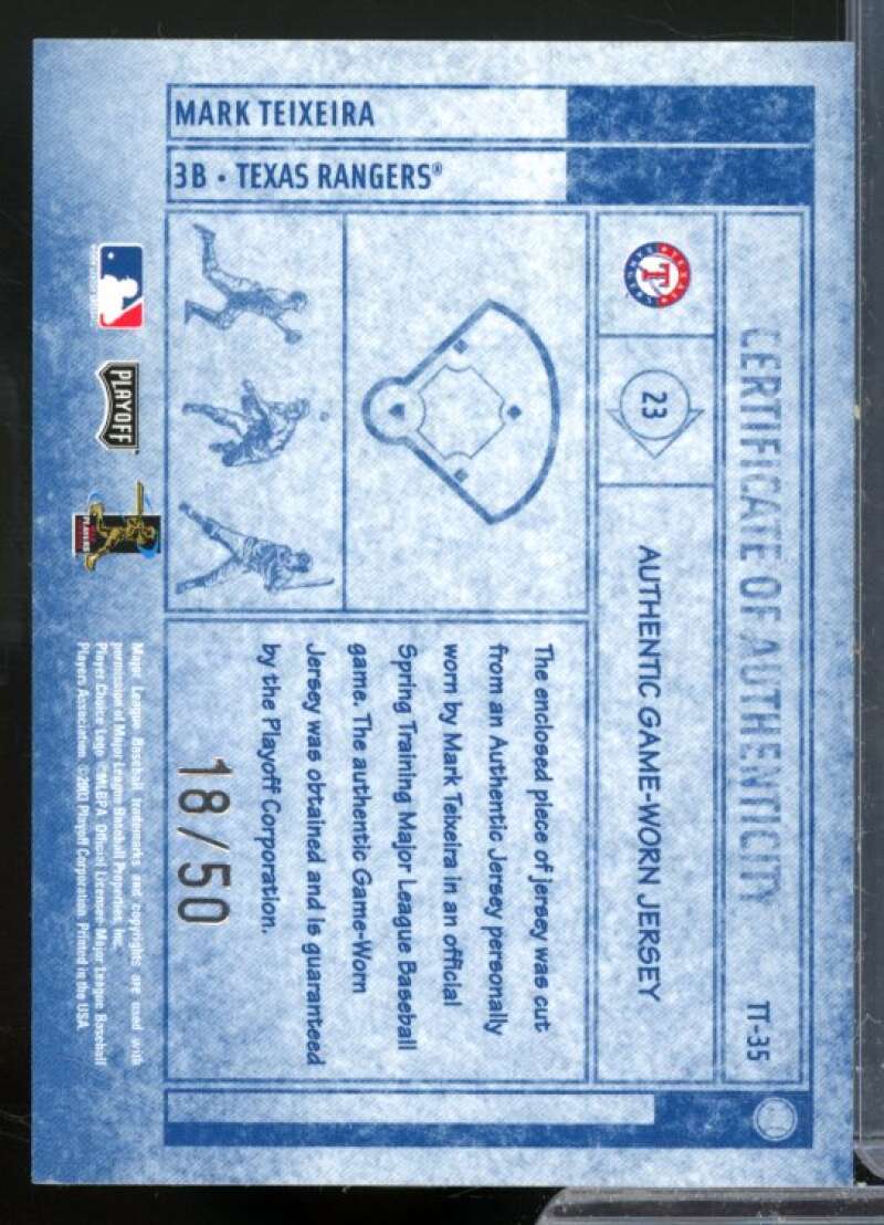 Mark Teixeira 2003 Absolute Memorabilia Tools of the Trade Jsy Spectrum #TT35  Image 2
