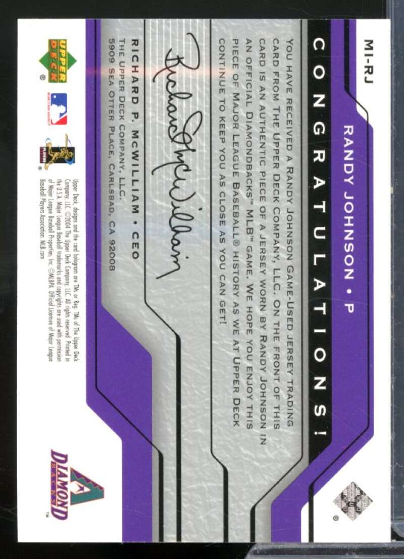 Randy Johnson Card 2005 Upper Deck Matinee Idols Jersey #RJ  Image 2
