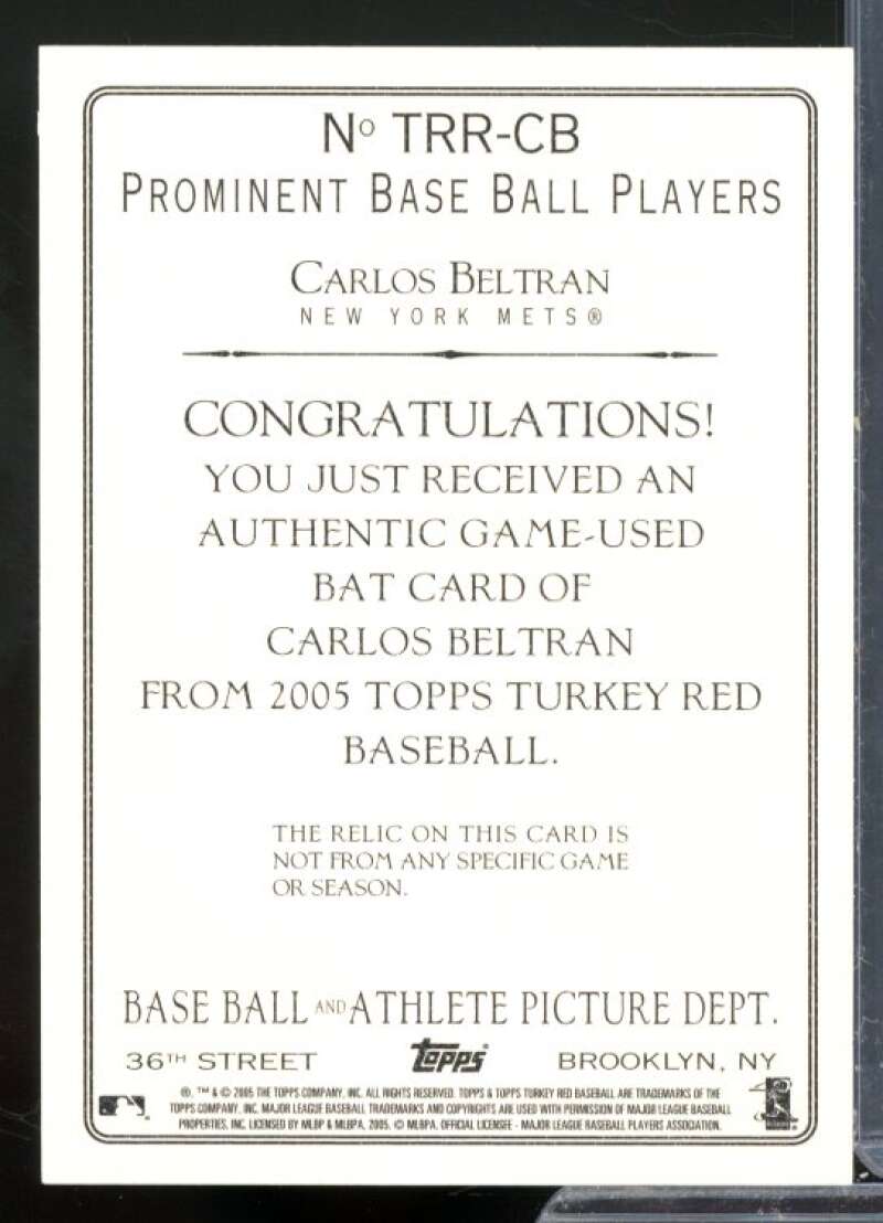 Carlos Beltran Bat E Card 2005 Topps Turkey Red Relics #CB  Image 2