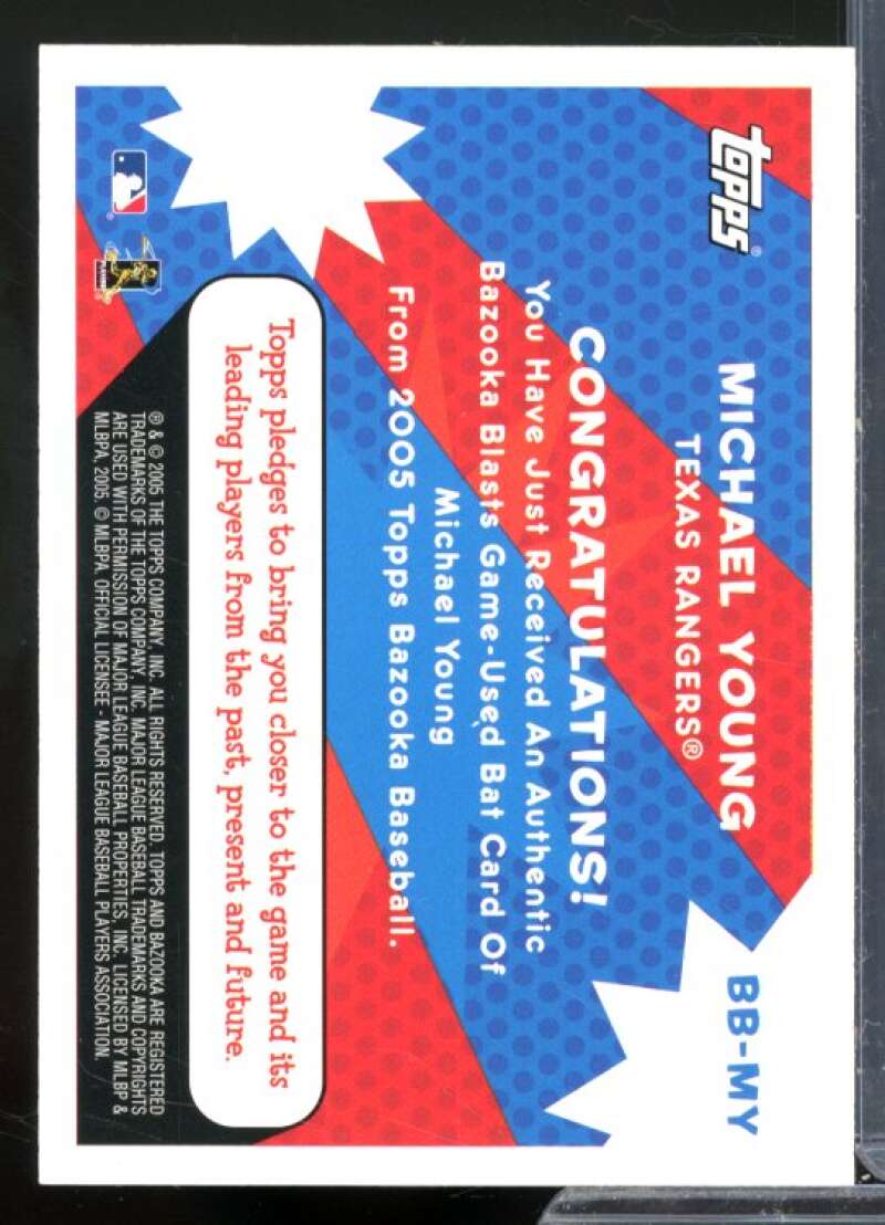 Michael Young B Card 2005 Bazooka Blasts Bat Relics #MY  Image 2