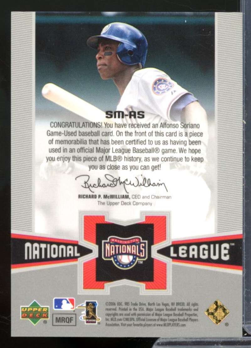 Alfonso Soriano Jsy Card 2006 Upper Deck Special F/X Materials #AS  Image 2