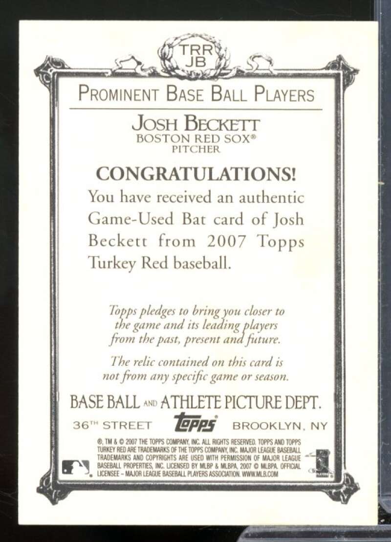 Josh Beckett Bat G Card 2007 Topps Turkey Red Relics #JB  Image 2