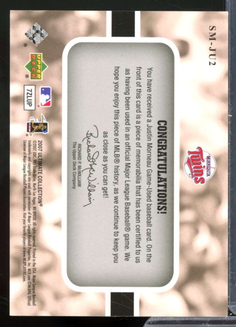 Justin Morneau Card 2007 Ultimate Collection Ultimate Star Materials #JU2  Image 2