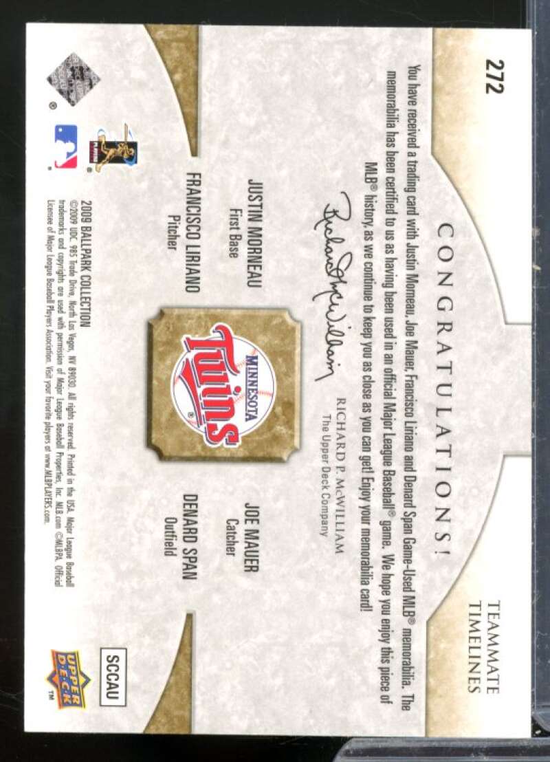 Francisco Liriano/Mauer/Span/Morneau 2009 Upper Deck Ballpark Collection #272  Image 2