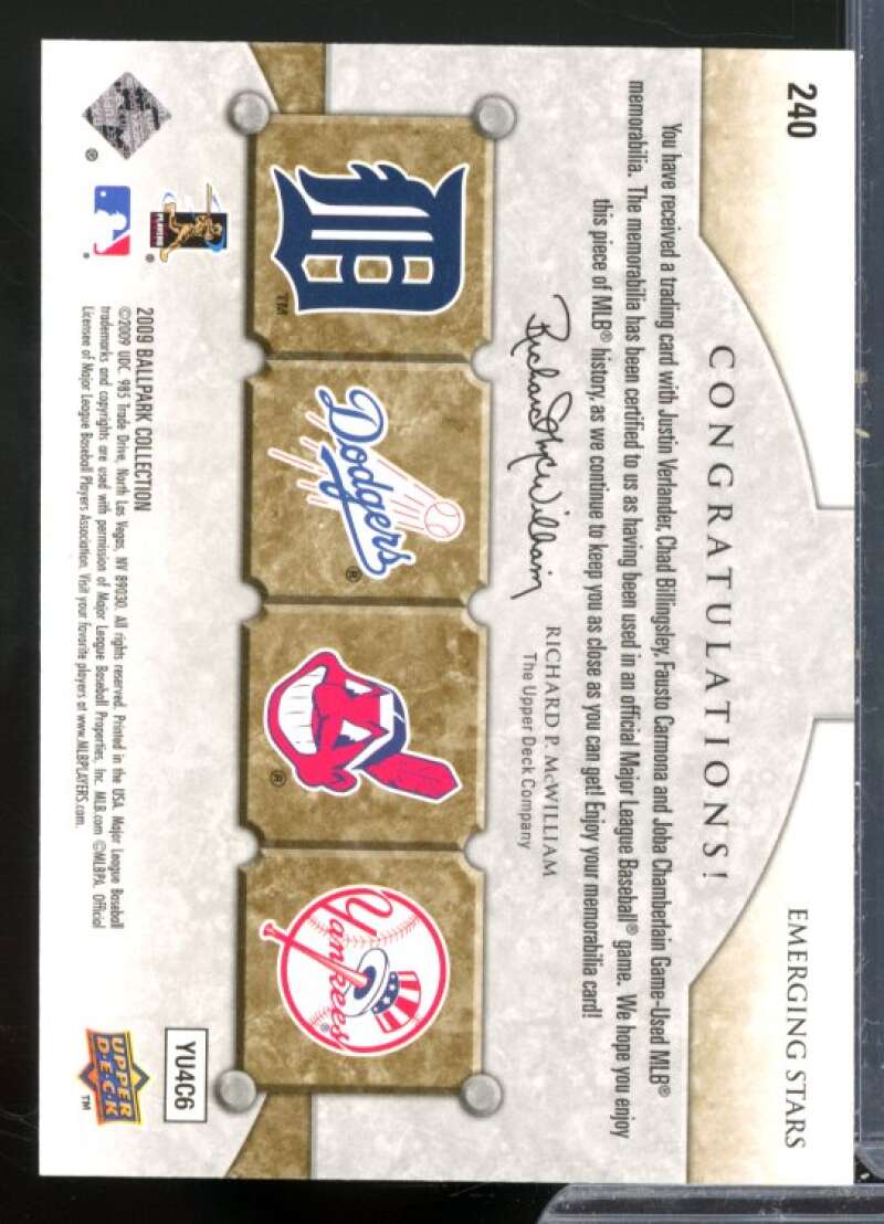 Chamberlain/Carmona/Billingsley/Verlander Card 2009 UD Ballpark Collection #240  Image 2