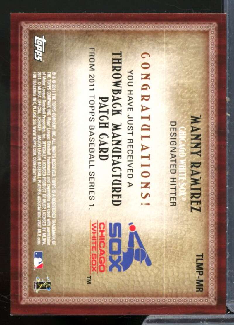 Manny Ramirez Card 2011 Topps Commemorative Patch #MR  Image 2