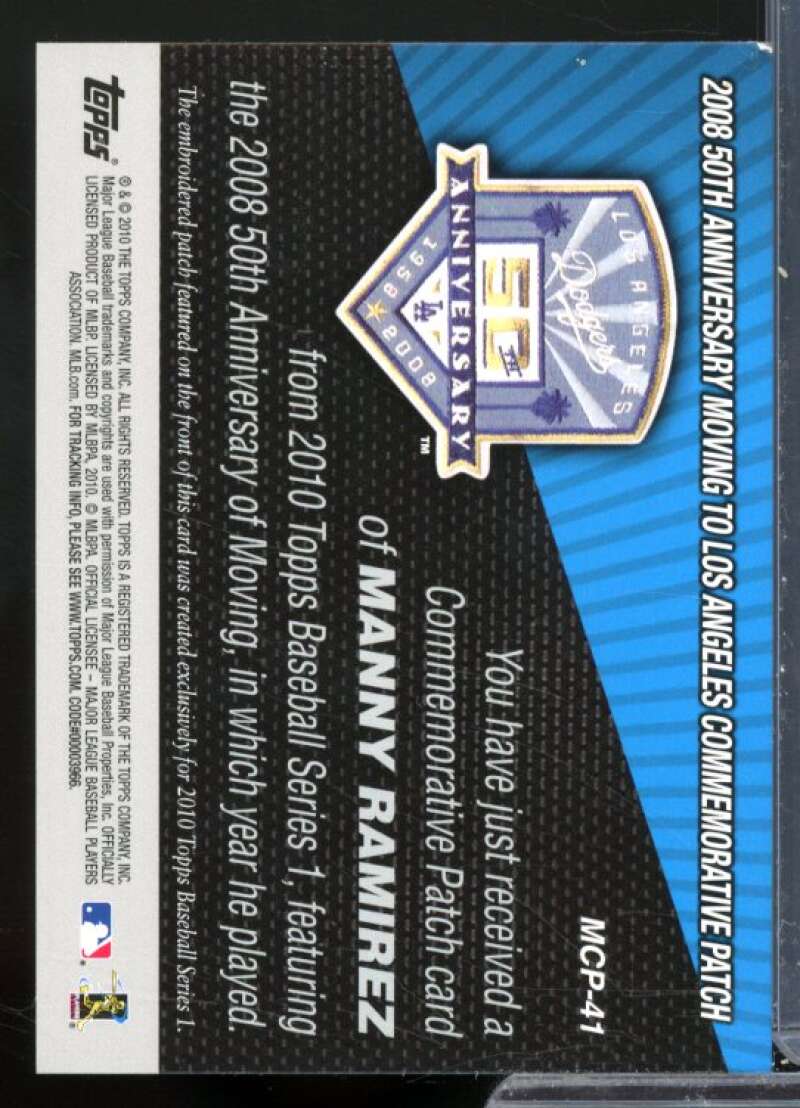 Manny Ramirez Card 2010 Topps Commemorative Patch #MCP41  Image 2