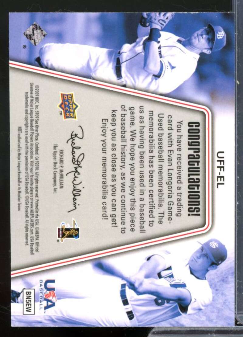 Longoria 2009 Upper Deck Signature Stars USA Flashback Fabrics Dual Jersey #EL  Image 2