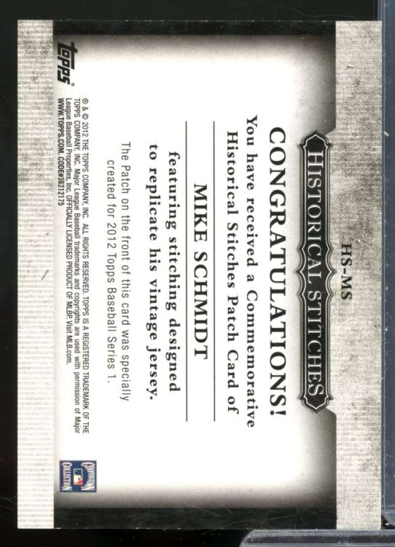 Mike Schmidt Card 2012 Topps Historical Stitches #MS  Image 2