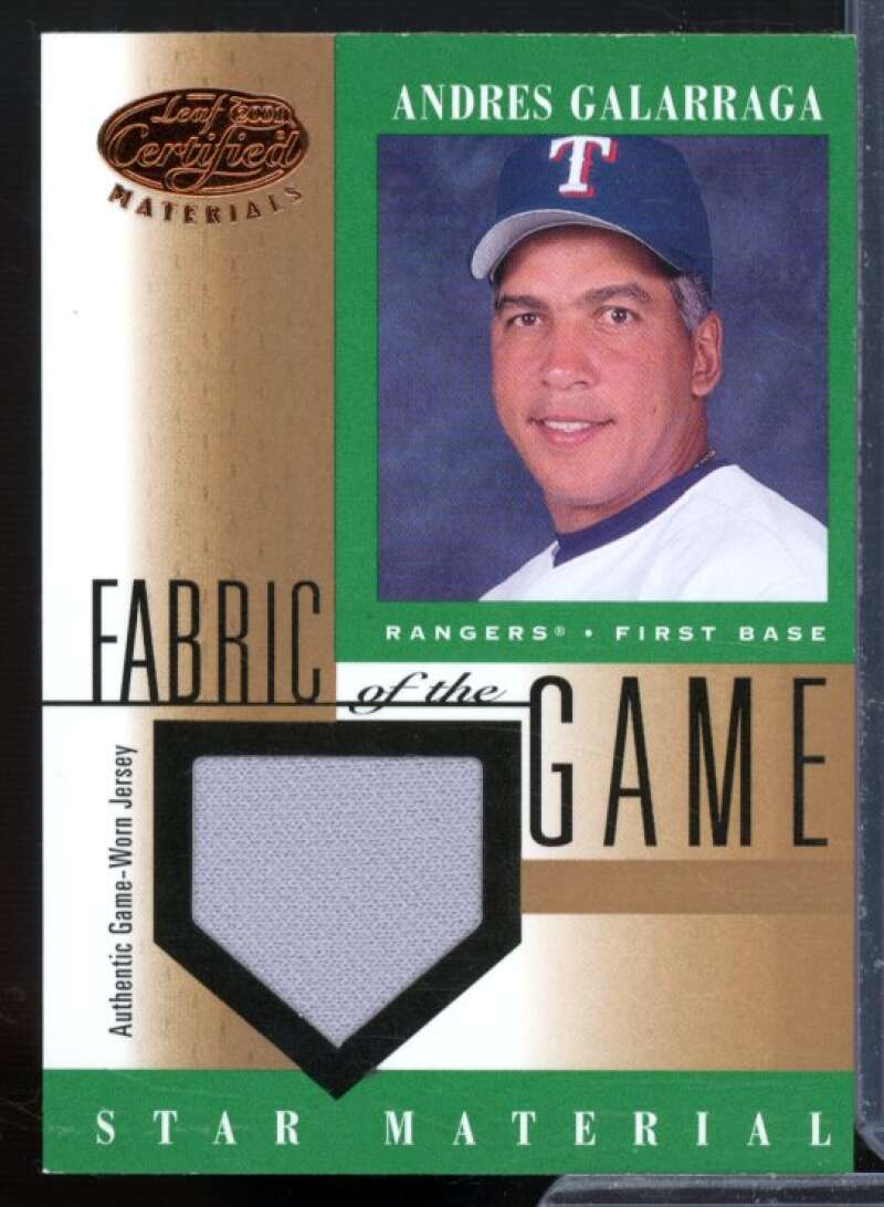 Andres Galarraga Card 2001 Leaf Certified Materials Fabric of the Game #98BA  Image 1